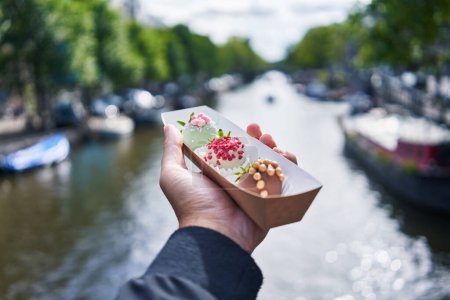 Photo for Delicious take away bowl of healthy breakfast at amsterdam - Royalty Free Image