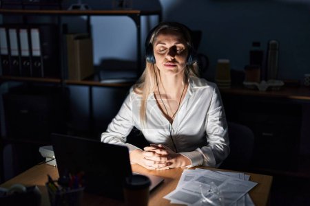Photo for Young woman business worker relaxed using laptop at office - Royalty Free Image