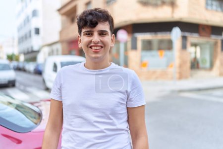 Photo for Non binary man smiling confident standing at street - Royalty Free Image