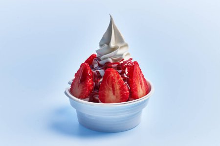 Photo for SIngle strawberry ice cream over white isolated background - Royalty Free Image