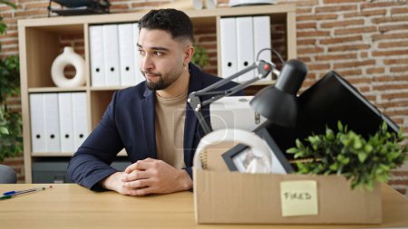 Photo for Young arab man business worker unemployed looking upset at office - Royalty Free Image