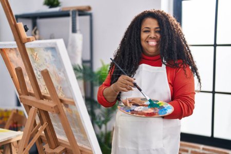 Photo for African american woman artist smiling confident drawing at art studio - Royalty Free Image