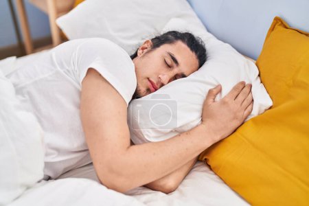 Photo for Young man sleeping on bed at bedroom - Royalty Free Image