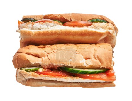 Foto de Dos sándwiches de carne sobre fondo blanco aislado - Imagen libre de derechos