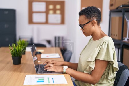 Photo for African american woman business worker using laptop working at office - Royalty Free Image