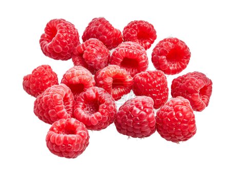 Photo for Delicious group of raspberries over isolated white background - Royalty Free Image