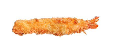 Photo for Delicious single tempura prawn over isolated white background - Royalty Free Image
