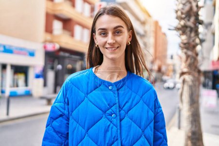 Photo for Young caucasian woman smiling confident standing at street - Royalty Free Image