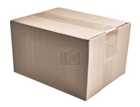 Foto de Material de la caja de cartón marrón sobre fondo blanco aislado - Imagen libre de derechos