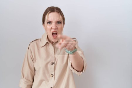 Photo for Young caucasian woman wearing casual shirt pointing displeased and frustrated to the camera, angry and furious with you - Royalty Free Image