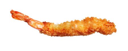 Foto de Un camarón tempura crujiente aislado sobre fondo blanco, sugiriendo un delicioso plato de mariscos. - Imagen libre de derechos
