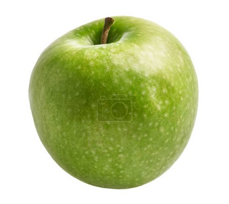 Foto de Primer plano de una manzana verde fresca y madura sobre un fondo blanco, que denota una alimentación y nutrición saludables. - Imagen libre de derechos