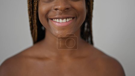 Photo for African american woman smiling confident over isolated white background - Royalty Free Image