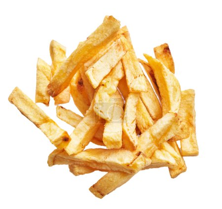 Photo for Close-up view of freshly fried golden french fries isolated on white background - Royalty Free Image
