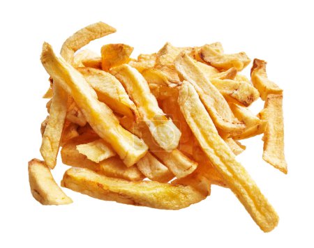 Photo for Close-up of golden french fries isolated on a white background, depicting crispy fast food. - Royalty Free Image