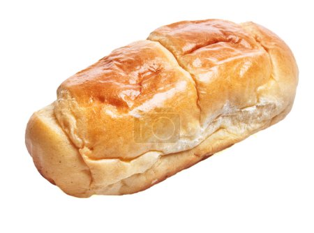 Foto de Primer plano de una hogaza de pan recién horneada aislada sobre fondo blanco, que simboliza hornear en casa y comida de confort. - Imagen libre de derechos