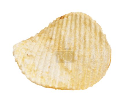 Foto de Primer plano de una sola patata rallada aislada sobre un fondo blanco, lo que sugiere un concepto de merienda o comida chatarra. - Imagen libre de derechos