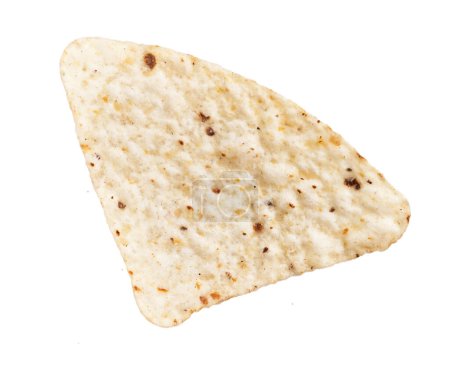 Photo for Isolated shot of a single crisp tortilla chip against a white background, indicative of mexican cuisine. - Royalty Free Image