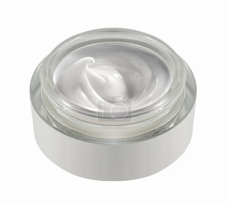 Foto de Tarro de vidrio redondo con crema cosmética, aislado sobre fondo blanco - Imagen libre de derechos