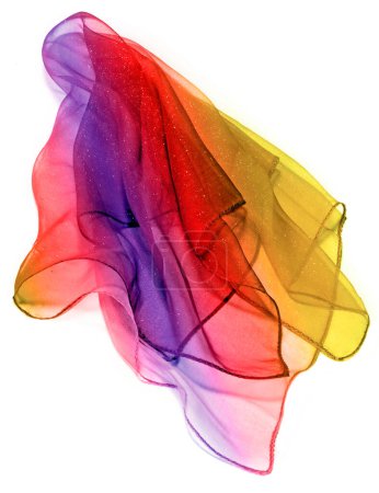 Photo for Transparent foulard with multicolor nuances - white background - Royalty Free Image