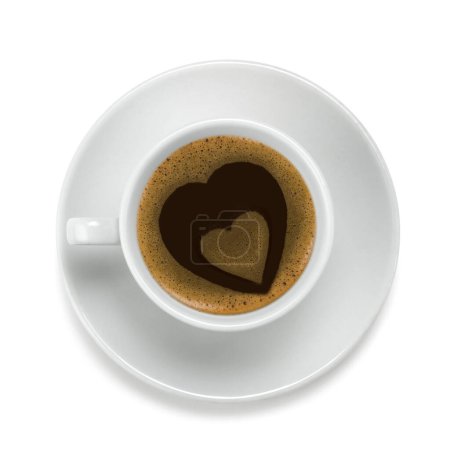 Photo for Coffee cup with tho hearts on the coffee top cream - Royalty Free Image