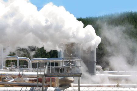 Geothermal power station in Wairakei, New Zealand.