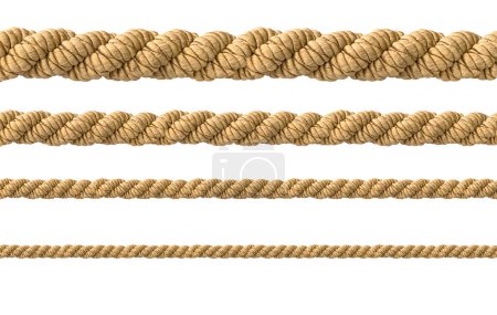 cuerdas de cuerda sobre fondo blanco, de cerca