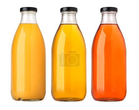 Photo for Juice in a glass bottle. Isolated on white background - Royalty Free Image