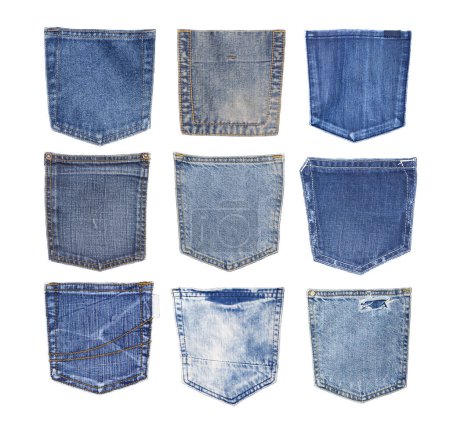Photo for Collection of jeans pockets. isolated on white background - Royalty Free Image