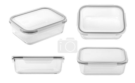 Photo for Set. Glass food container with lid isolated on white background, - Royalty Free Image