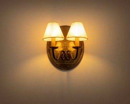 Wall lamp with yellow shade from canvas