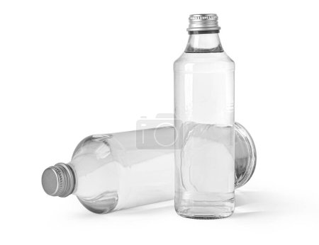 Glas-Wasserflasche isoliert auf weißem Hintergrund mit Clipping-Pfad