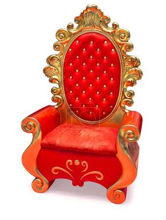 Photo for The red throne is carved isolated on white background with clipping path - Royalty Free Image
