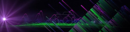 Photo for Abstract background color graph from wavy color graph and blurred lines with spot. Technology concept data grid. Big Data. Banner for business, science and technology data analytics. - Royalty Free Image