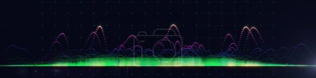 Photo for Abstract background color graph from wavy color sphere and audio noise. Technology concept data grid. Big Data. Banner for business, science and technology data analytics. - Royalty Free Image