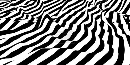 Abstract background parallel black lines on noise surface in perspective.  Vector illustration. Illusion lines concept on  white.