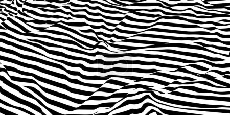 Abstract background parallel black lines on noise surface in perspective. Vector illustration. Illusion lines concept on white.