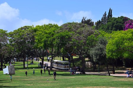 Photo for RA'ANANA, ISRAEL - MAY 20, 2023: Residents spend their free time in Ra'anana Municipal Park. - Royalty Free Image
