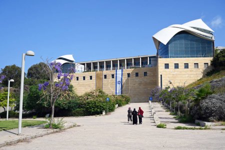 Photo for TEL AVIV-YAFO, ISRAEL - MAY 2023: The Yitzhak Rabin Center is the official memorial dedicated to the legacy of the late Israeli Prime Minister, Yitzhak Rabin. Designed by Israeli architect Moshe Safdie - Royalty Free Image
