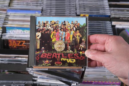 Photo for THE NETHERLANDS - MARCH 2024: a 1967 relaesed LP album released on CD: Sgt. Pepper's Lonely Hearts Club Band by the English rock band The Beatles, for sale at a collector's fair - Royalty Free Image