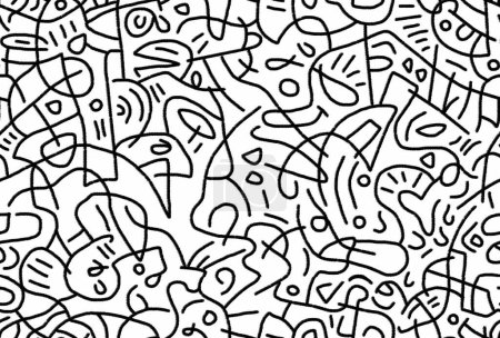 Photo for Doodles in black lines on a white background.abstract drawing on a seamless background. - Royalty Free Image