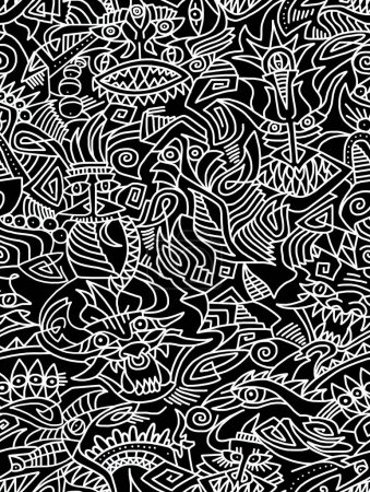 Photo for The black and white abstract drawing is hand-drawn.Seamless pattern. - Royalty Free Image