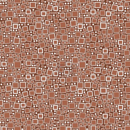 Foto de Un dibujo de cuadrados blancos de diferentes tamaños sobre un fondo marrón. Patrón sin costuras. - Imagen libre de derechos