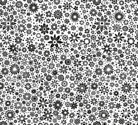 The black and white abstract floral pattern is hand-drawn.Seamless pattern.