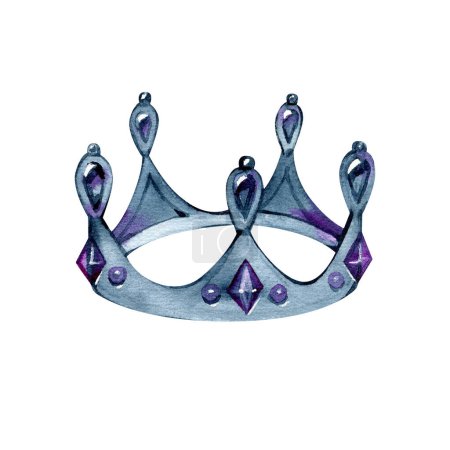 Téléchargez les photos : Aquarelle couronne argentée Princesse avec pierres précieuses
. - en image libre de droit