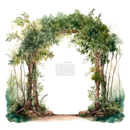 Watercolor wedding arch landscape, wedding venue design, rustic wedding, invitation background, arches, garden, greenery, flowers marriage engagement outdoor
