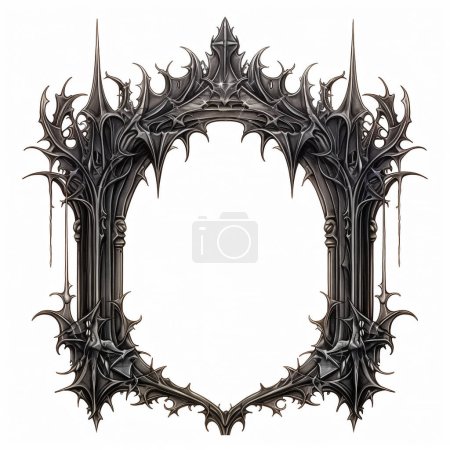 Foto de Ilustración de Halloween. Marco de espejo gótico antiguo sobre fondo blanco. marco con espacio vacío para su texto aquí. - Imagen libre de derechos