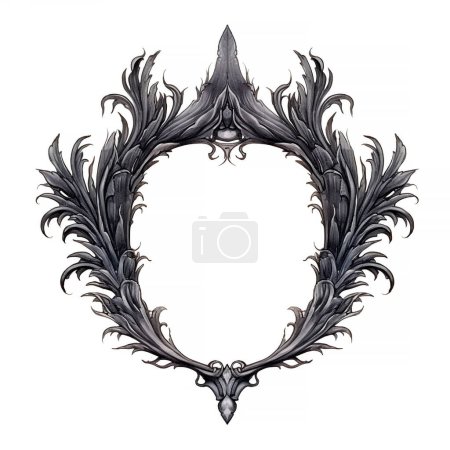 Foto de Ilustración de Halloween. Marco de espejo gótico antiguo sobre fondo blanco. marco con espacio vacío para su texto aquí. - Imagen libre de derechos