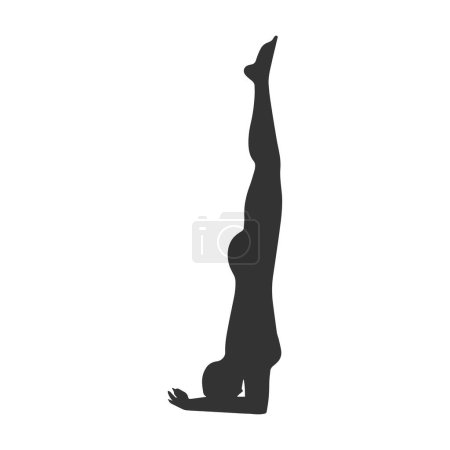 Ilustración de Mujer joven deportiva delgada haciendo ejercicios de yoga fitness. Estilo de vida saludable. Diseño de ilustraciones de silueta vectorial aislado sobre fondo blanco para gráficos de camisetas, iconos, web, carteles, impresión. - Imagen libre de derechos