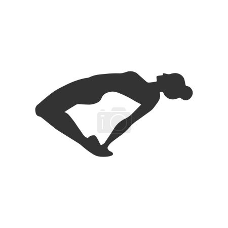 Téléchargez les illustrations : Slim sportive jeune femme faisant des exercices de fitness yoga. Mode de vie sain. Illustrations vectorielles de silhouette isolées sur fond blanc pour les graphiques de t-shirt, icônes, web, affiches, impression. - en licence libre de droit